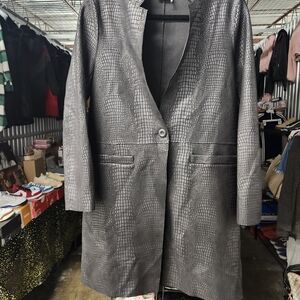 Love Token Croc-Embossed Gray Blazer